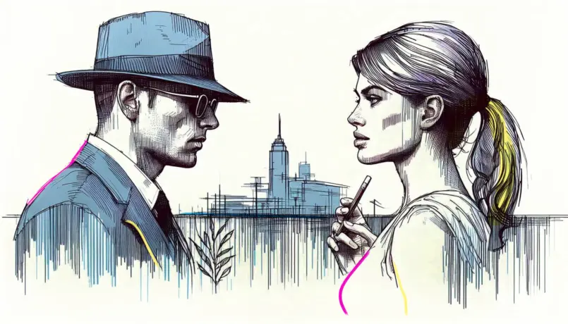 cinemascope (805x460 px) Zuhälterballade Illustration mit Macki und Jenny